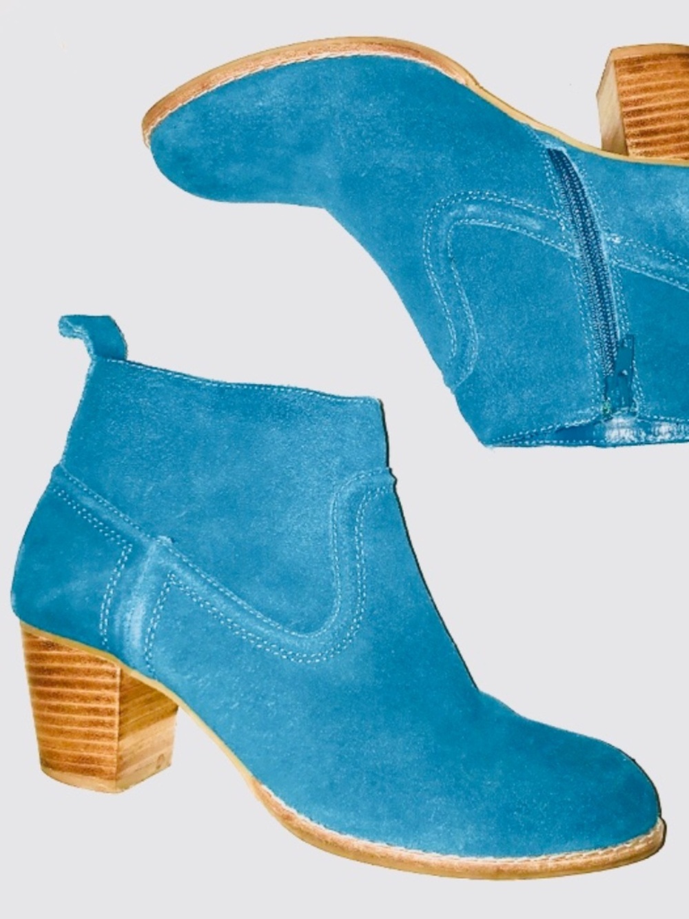 DV by Dolce Vita Jamison Turquoise Electric Blue Suede Ankle Boots Booties 7.5